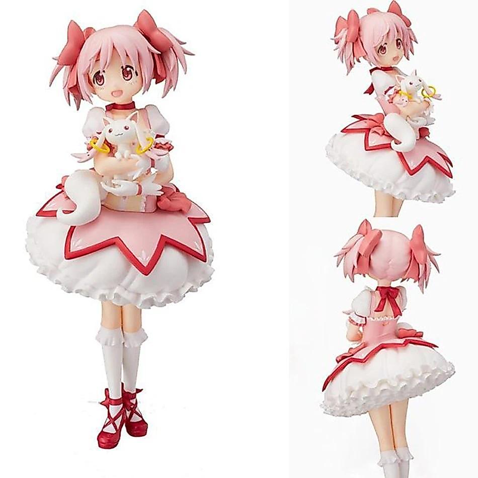 18cm Puella Magi Madoka Magica Kaname Madoka With Kyubey PVC Anime Figure Girl Exquisite Collectible