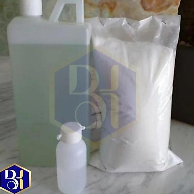 Termurah Paket Resin Bening Katalis Talk Powder Penambal Nat Marmer Granit Ready
