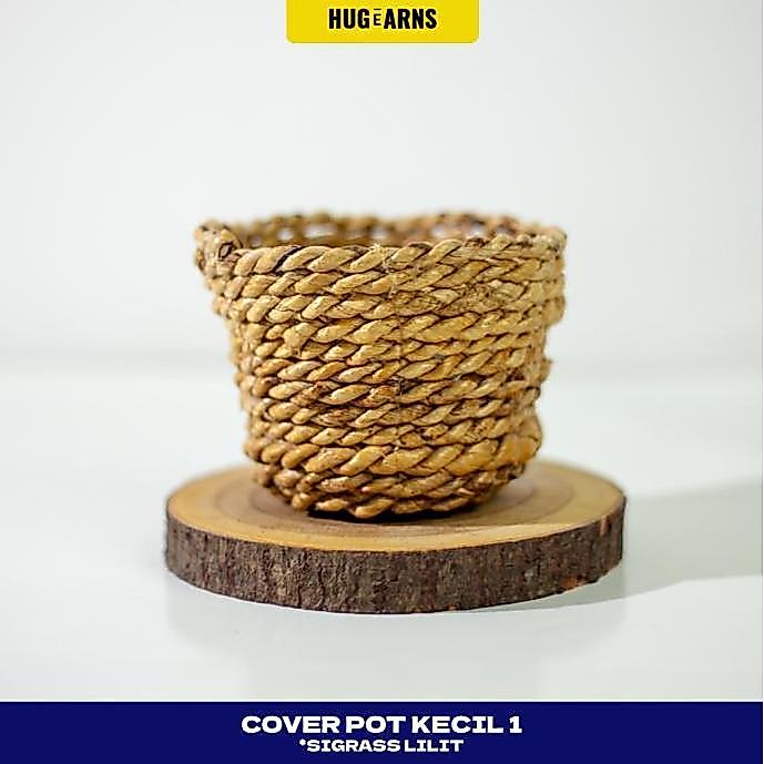 HUGeARNS - Cover Pot Kecil 1 Sigras Lilit Anyaman Aesthetic / Cover Pot Anyam / Cover Pot Anyaman Po