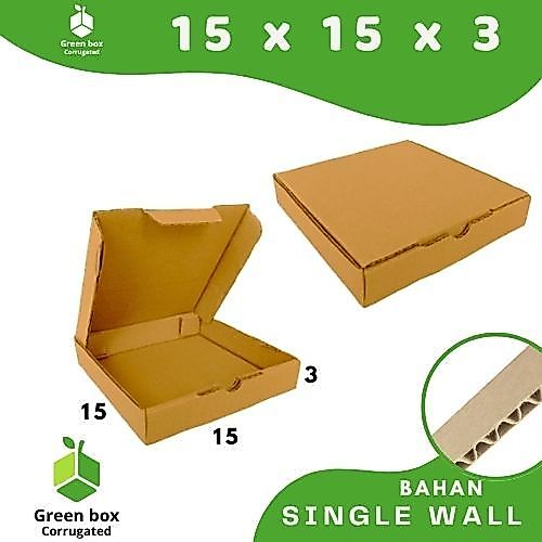 Box Packing 15x15x3 LD Kardus Kemasan Pizza Kotak Hampers Dus Hijab Mini Aksesoris