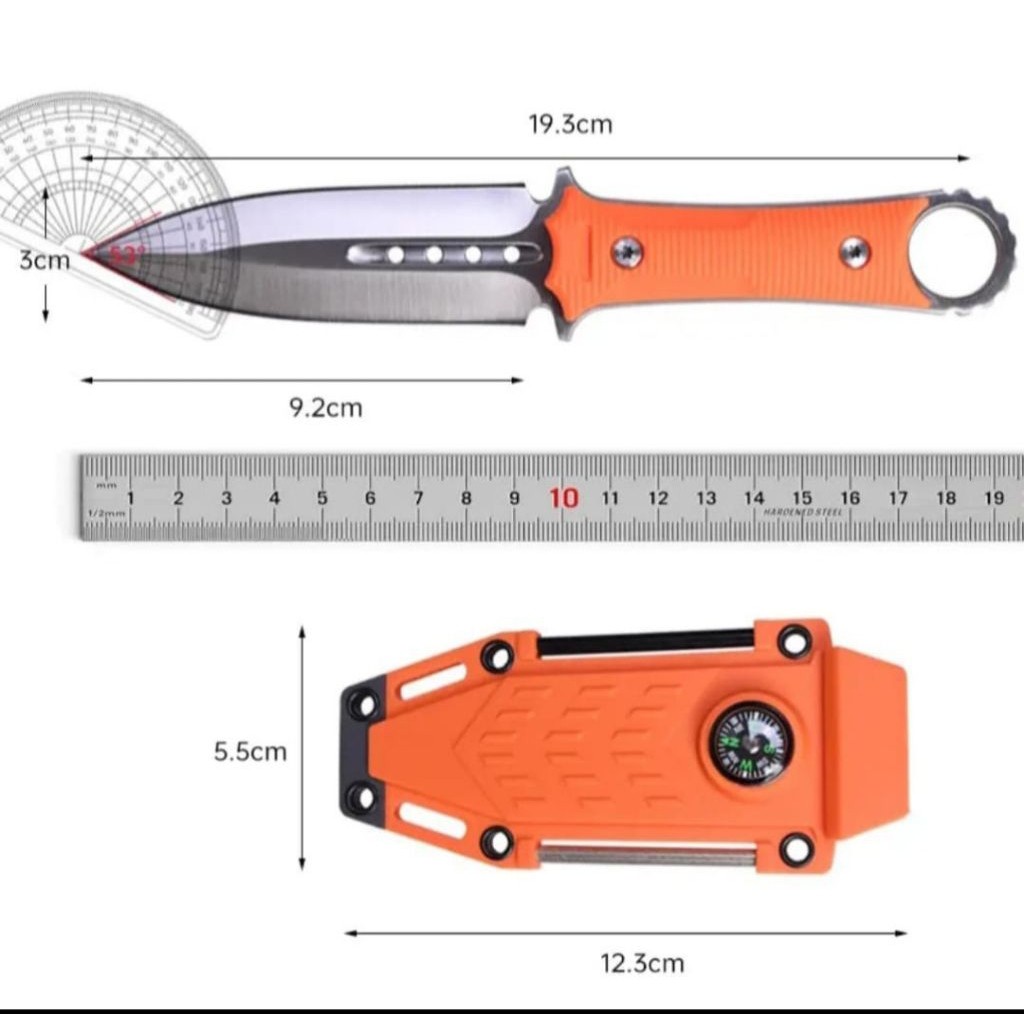 Pisau Outdoor Survival GERBER Bear Grylls Style + Sarung Tactical (PS GB P1444-2)