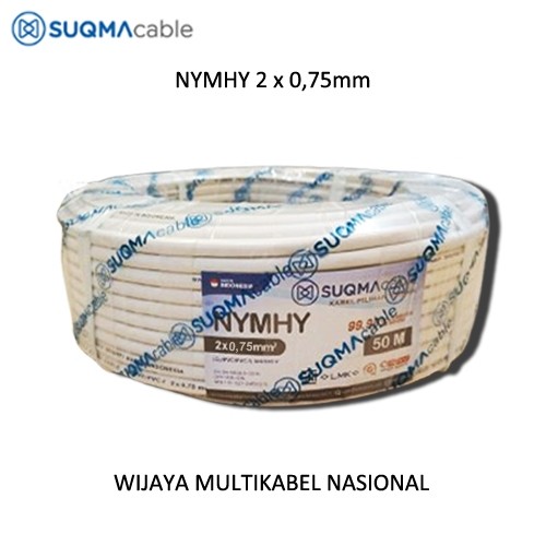 SUQMA CABLE - NYMHY 2 x 0,75mm (50 Meter) - Kabel Listrik Tembaga Serabut Murni - SNI - LMK - 100% P