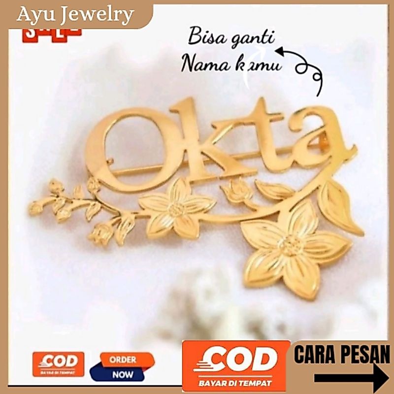 Bros Bunga Bros Custom Bros Nama Pin Hijab Custom Logo