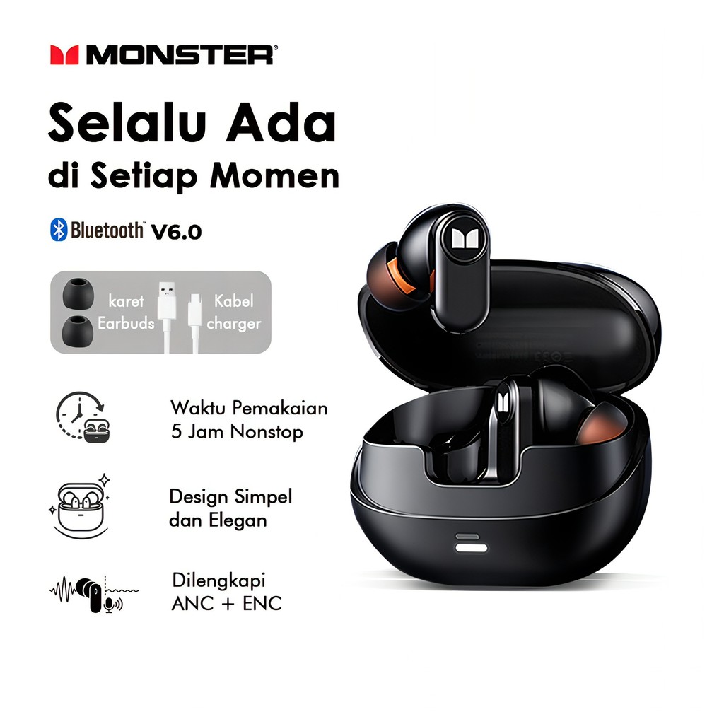 Monster M300 Gaming TWS ANC ENC Bluetooth 6.0 Low Latency Earbuds