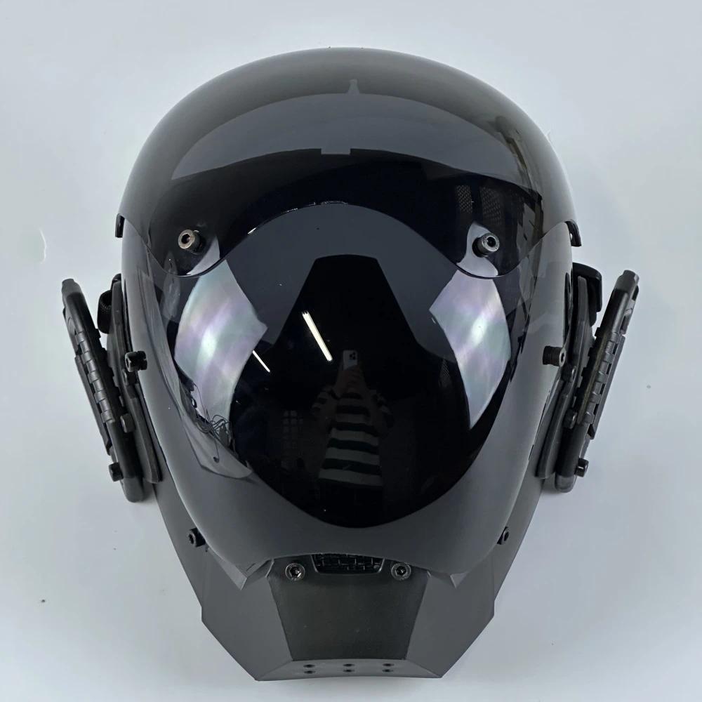 Cyberpunk Mask for Men Ox Horn LED Mask Futuristic Punk Techwear Cosplay Halloween Fit Party Music F