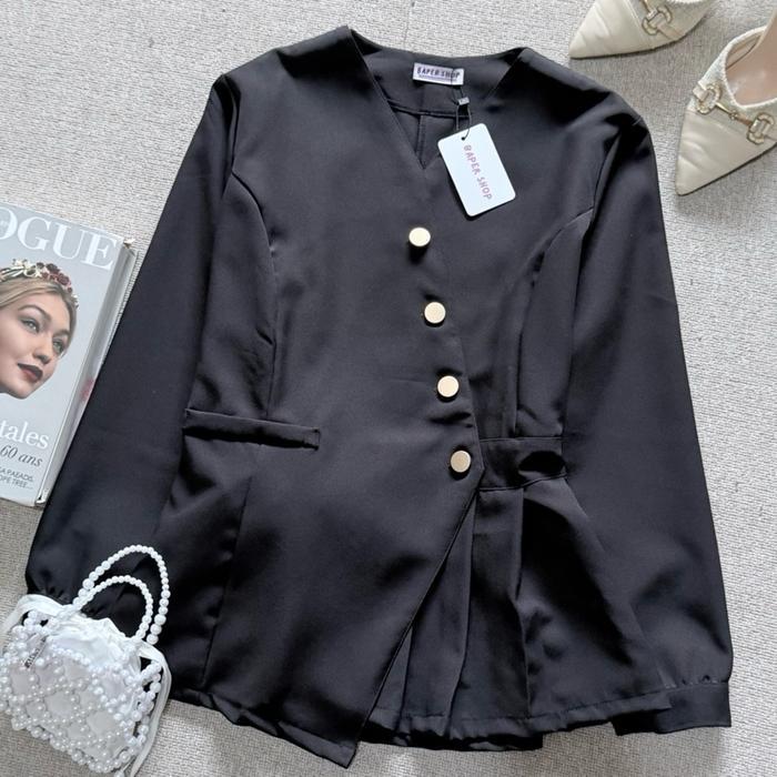 Kesvana Blouse | Blouse Korean Wanita - BLACK