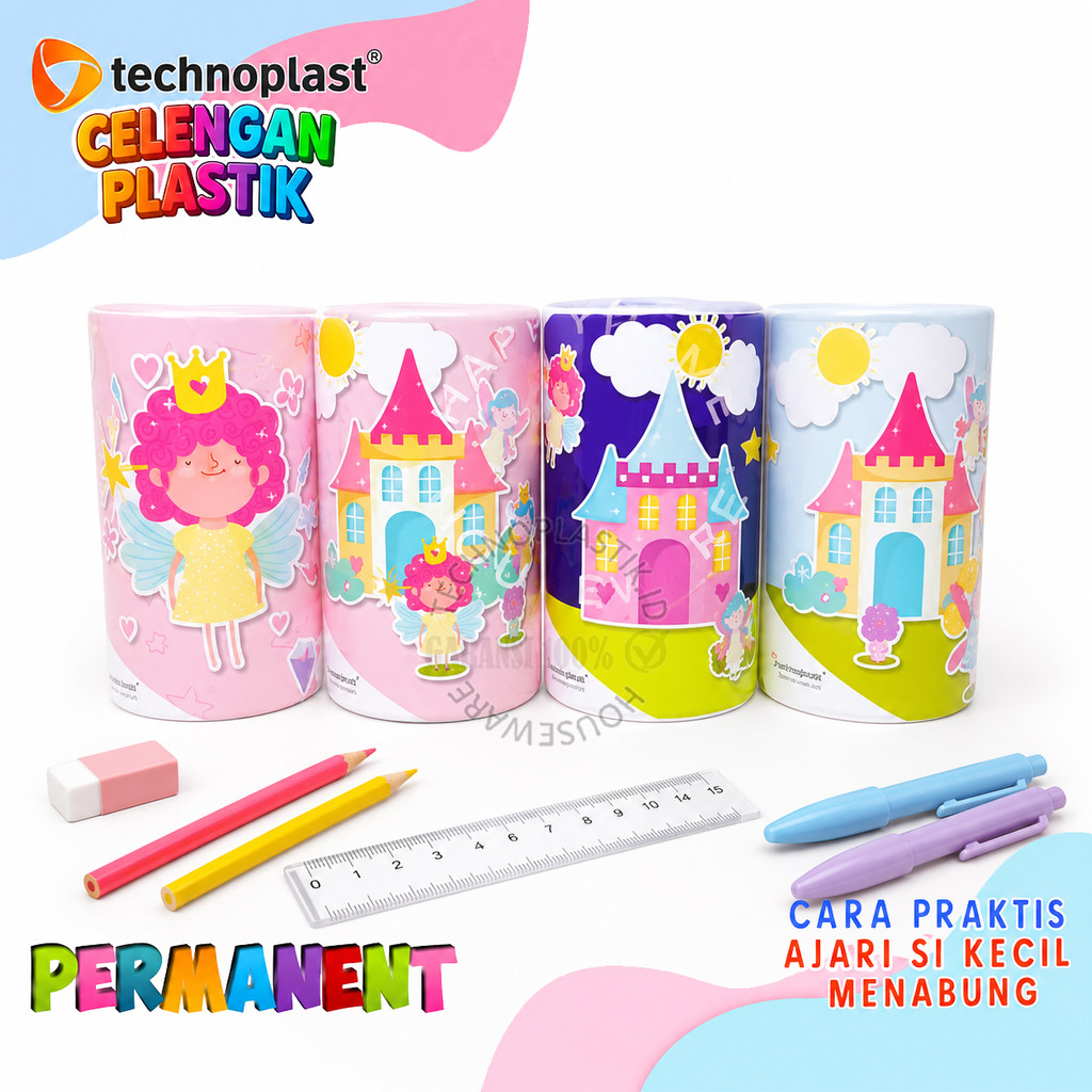 TECHNOPLAST Coin Bank / Celengan Plastik 85 X 150 Mm Princess Cute