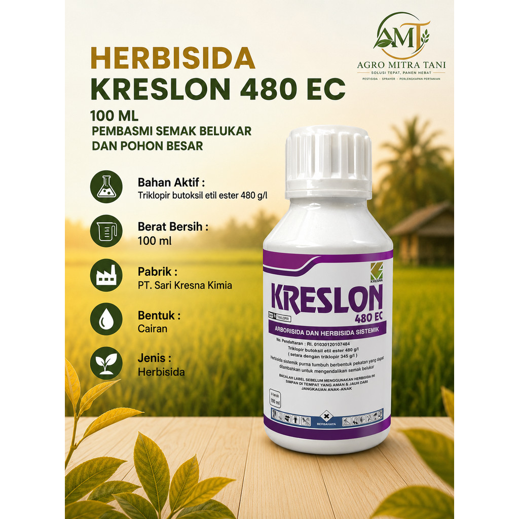HERBISIDA KRESLON 480 EC 100 ML PEMBASMI SEMAK BELUKAR DAN POHON BESAR