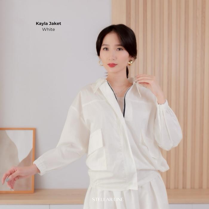 [STELLAR] - Kemeja Jaket Kayla Katun Jepang Premium | jaket wanita daily nyaman - White