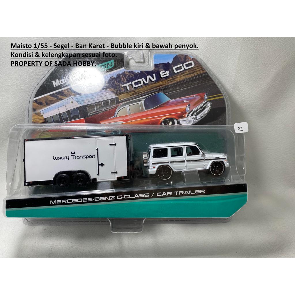 Maisto 1/55 Tow & Go Mercedes-Benz G-Class & Car Trailer White Fullset
