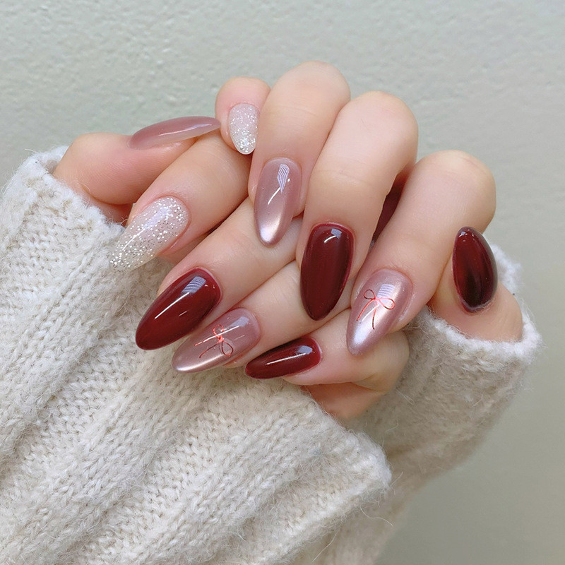 Kuku Palsu Dan Lem Nail Art Wisuda Aesthetic Asli Sekolah Nikahan Kuku Palsu Model Mata Kucing