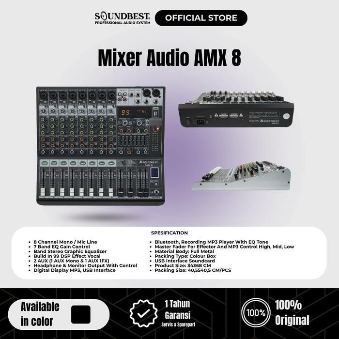 SOUNDBEST MIXER AUDIO AMX 8 | MIXER 8 CHANNEL