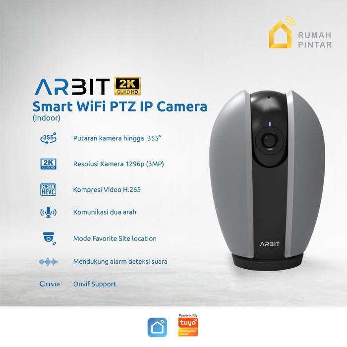 ARBIT Indoor PTZ CCTV Security IP Camera 2K 5MP 3MP Wireless NVR Night Vision smart home tuya - Grey