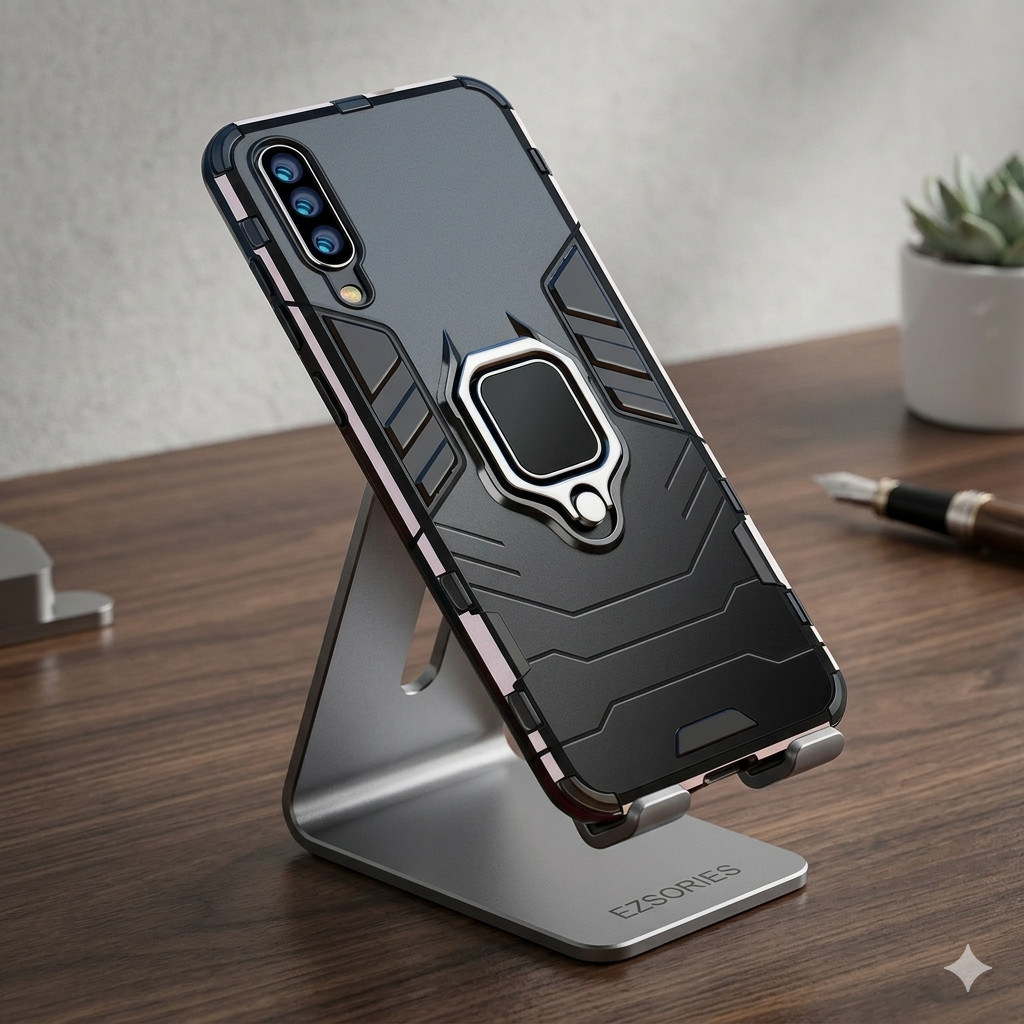 FOR CASE SAMSUNG A50 A50S A30S RUGGED ARMOR ROBOT STANDING IRING #EZSORIES