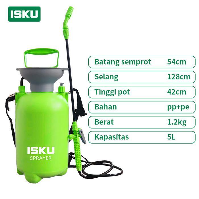s L ISKU Pressure Sprayer 5 Liter Alat Semprotan Hama Tanaman Pompa Air Cuci Motor AC Mobil Disinfek