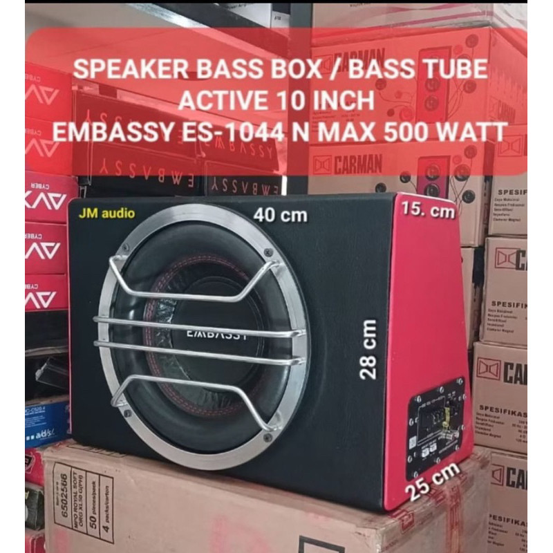 Speaker SUBwoofer (ACTIVE) BASS TUBE 10inch EMBASSY ES-1044 Doble Coil Max 500Watt 12Volt mobil Univ