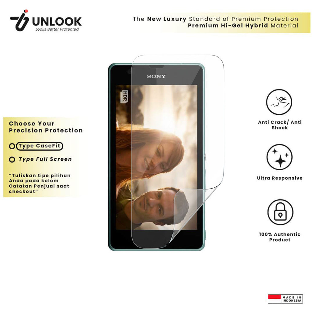 UNLOOK Hi-GEL HYBRID Hydrogel+ Film Protection for Sony Xperia ZR, Xperia ZL, Xperia Z5 Premium, Xpe