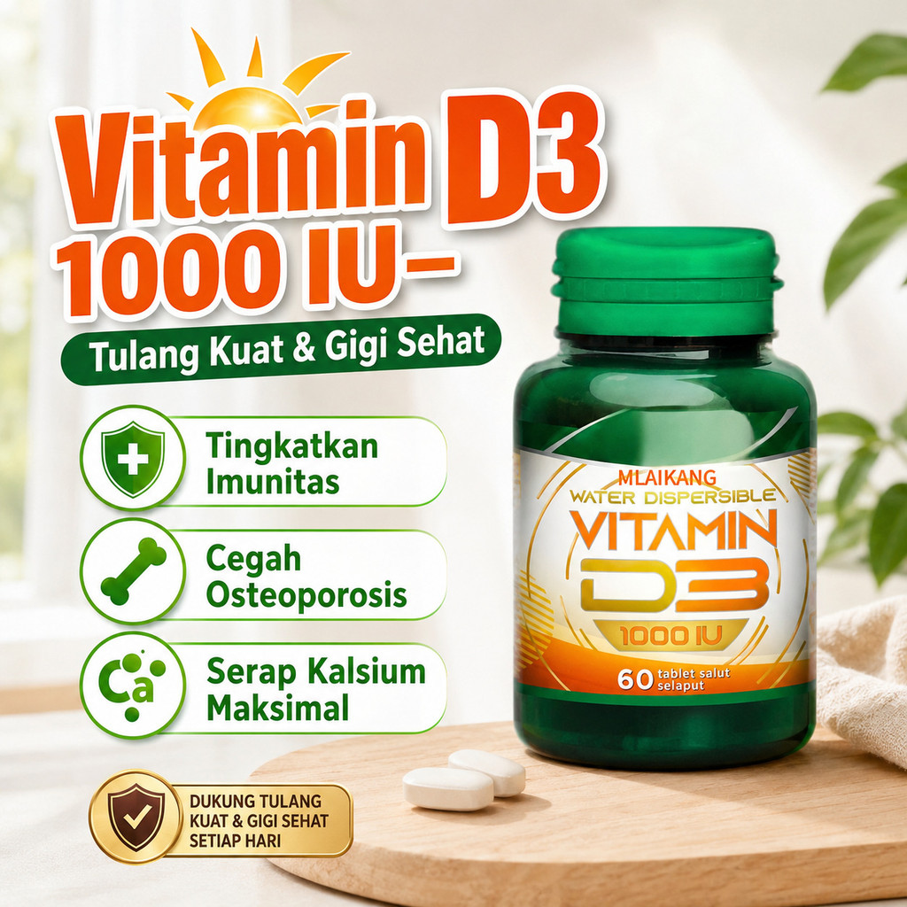 [Vitamin D3 Tulang Sehat] Vitamin Vit D3 1000 IU Memenuhi Kebutuhan Vitamin D/Suplemen Vitamin D3/Me