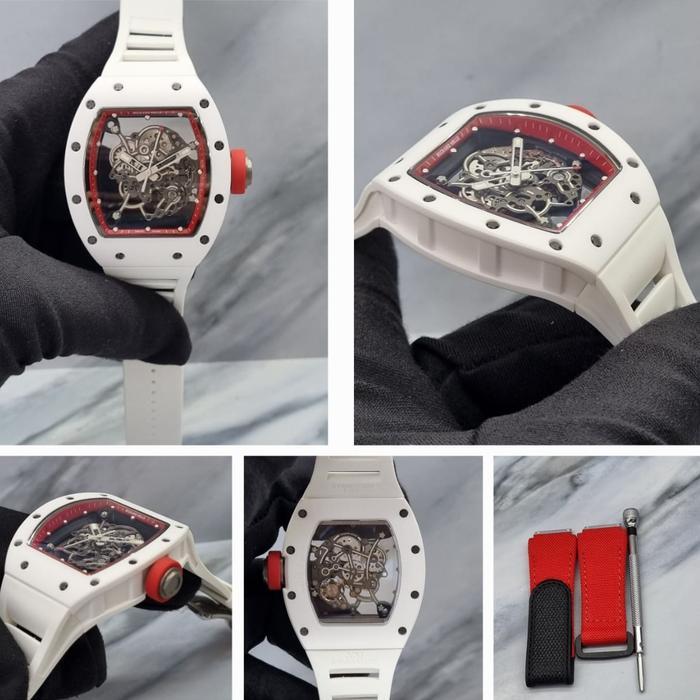 Jam tangan Automatic Swiss Manual BBR V3 RM 055 Bubba Skeleton fullset - white red