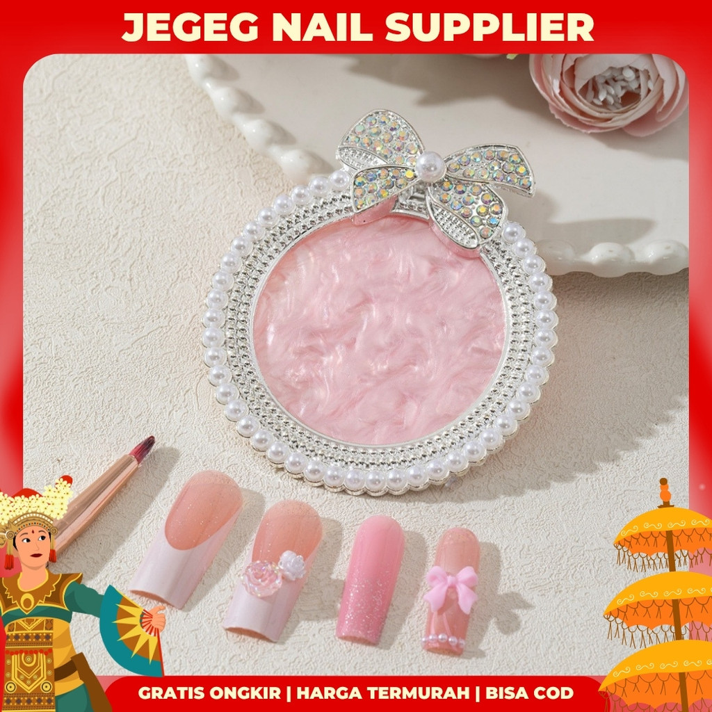 [JG] Palet Nail Art Premium Pallete Berlian Mutiara Mixing Warna Design Pink Kerang Coaster Resin
