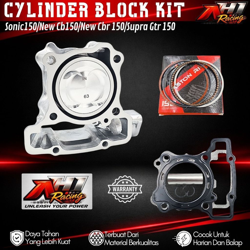 Block Blok Seher Boring Bore Up Sonic 150 New CB150 CBR150 CB CBR Supra GTR 150 62 63 Mm AH1 Racing 