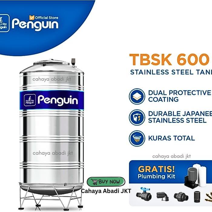 Penguin TBSK-600 600 Liter Toren Tandon Tangki Air Stainless Steel + Kaki / Toren TBSK 600 Liter + K