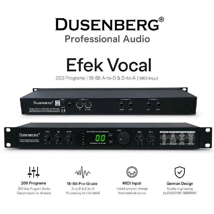 DUSENBERG Professional Audio Efek Vocal Digital Processor 18-Bit | Reverb Echo Karaoke Studio Rack