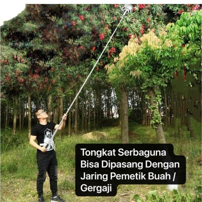 Pemetik Buah Teleskopik 6m-10m / Tongkat Pemetik Buah Teleskopik Stainless Steel / Gergaji Tiang