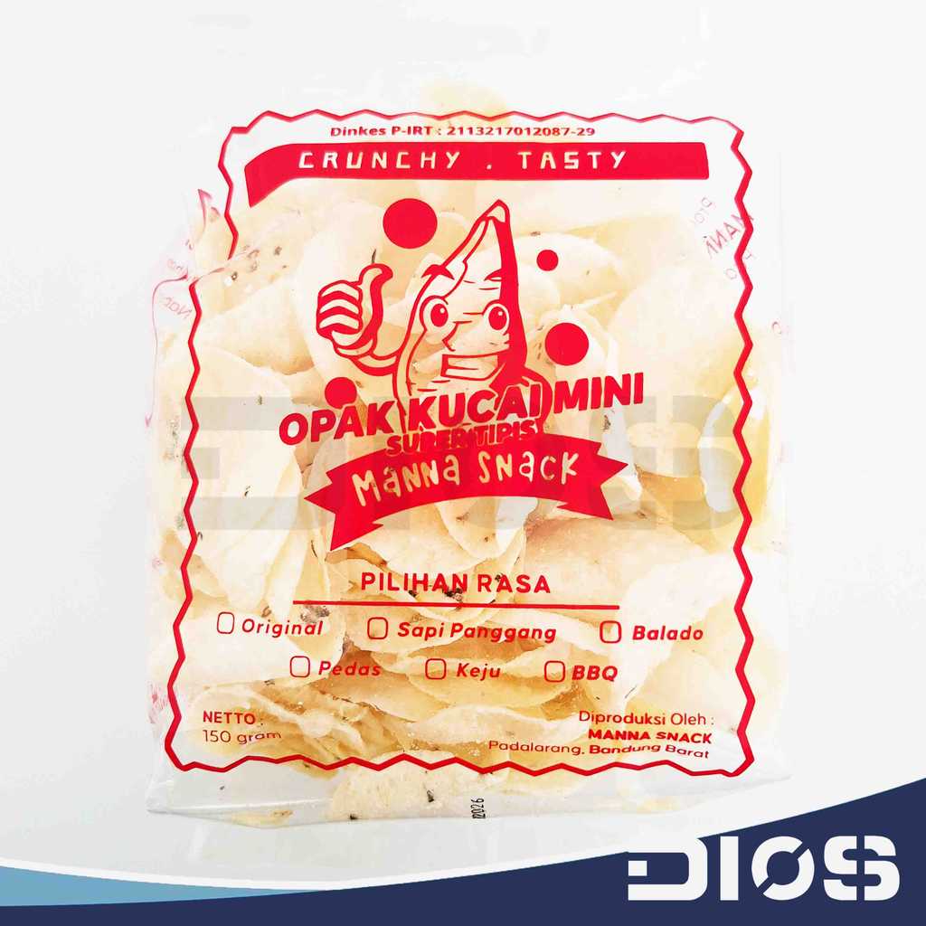 Keripik Opak Kucai Mini Super Tipis 150gr Asin Gurih Original MANNA SNACK Bandung