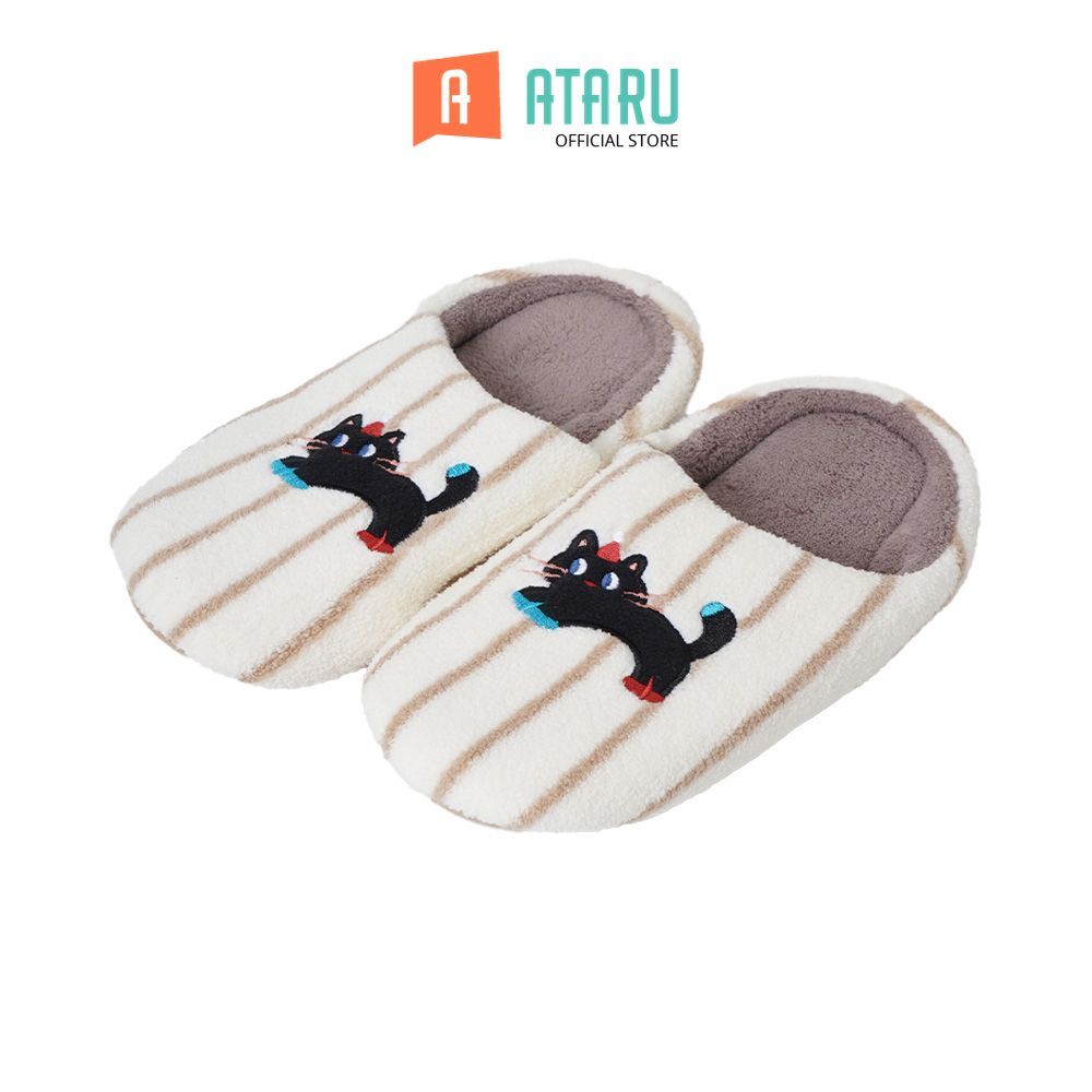 Ataru Sandal Rumah Stripes Cat - Cokelat Slipper Rumah Unisex Sendal Indoor Sandal Kamar Selop Santa