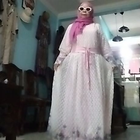 Gamis Brukat Korea bunga printing.