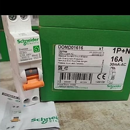 ELCB RCBO SLIM DOMAE NEW SCHNEIDER 1P+N 16A SCHNEIDER ORIGINAL