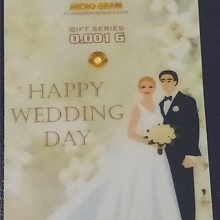 Logam Mulia Emas Micro Gram 0,001 Gram Happy Wedding Day