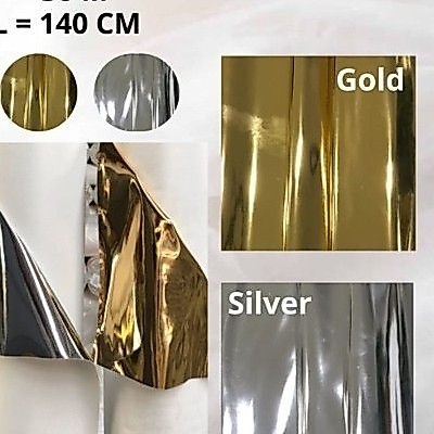 Promo Kulit Sintetis Emas Silver / List Kain Emas Sofa Divan / Lis Emas Oscar Pvc Metallic Gold
