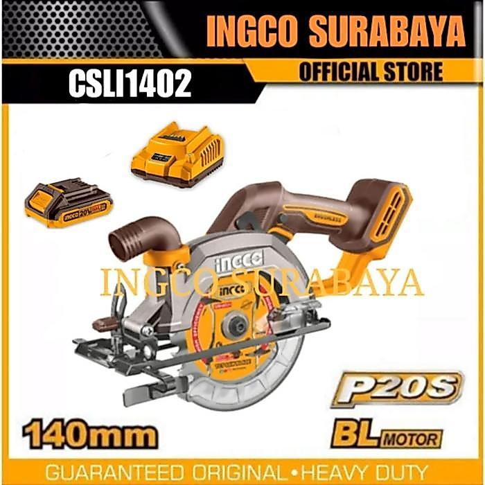 maju store12 INGCO CSLI1402 P20S CIRCULAR SAW CORDLESS MINI 5" GERGAJI KAYU SERKEL