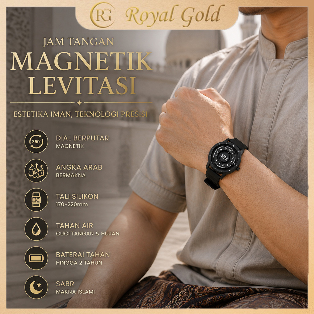 Jam Tangan Magnet Levitasi Pria Dial Angka Arab Mesin Kuarsa Anti Air Teknologi Canggih