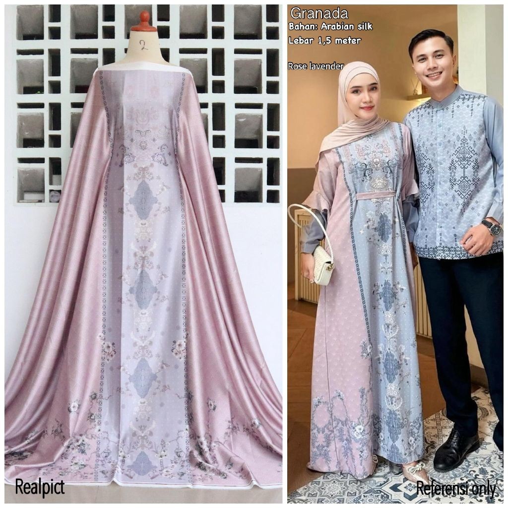 kain arabian silk motif granada//kain motif LL Dress vanilla hijab//kain motif pasangan lebaran
