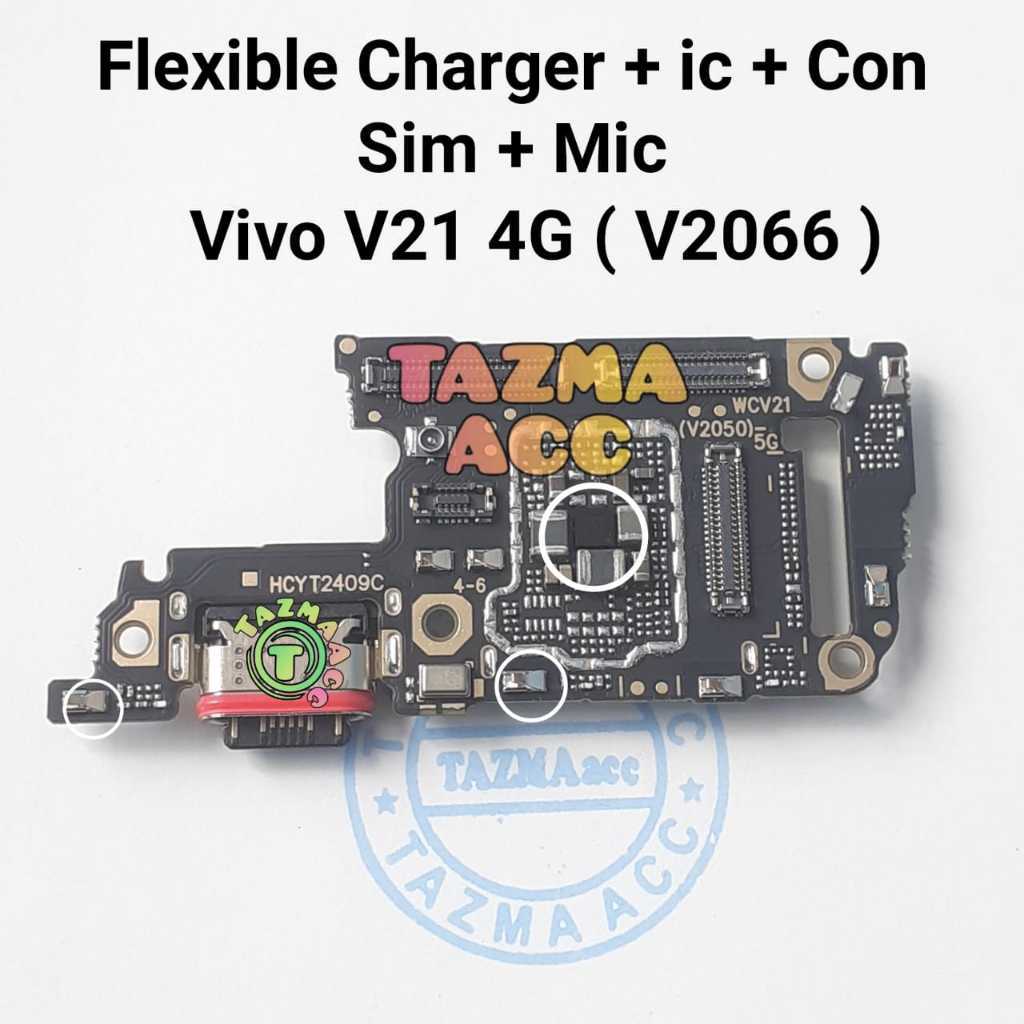 Plus ic + Vivo V21 4G Ori Flexible Charger + IC Flexibel Konektor Cas Charger VIVO V21 4G