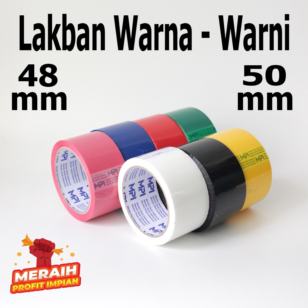 1 slop  -  lakban warna warni - Isolasi Warna-Warni 48 x 50 yard - lakban warna