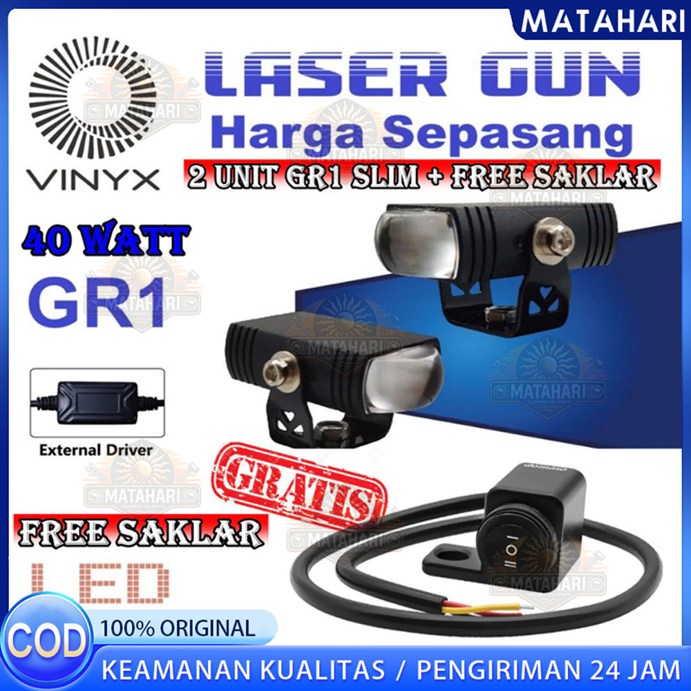 VINYX - ORIGINAL LAMPU TEMBAK VINYX GR1 D2 MINI SLIM SOROT LED LASER GUN 20 WATTT 2 WARNA X-7SEVEN H