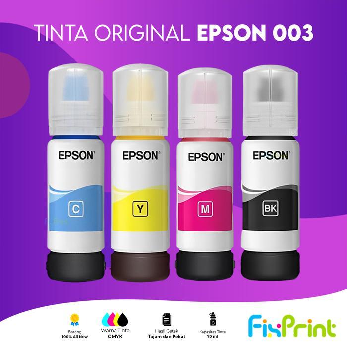 Epson 003 Black C13T00V199 Tinta Cartridge Printer L1110 L3110 L3150 - LOOSE PACK ORI, Biru