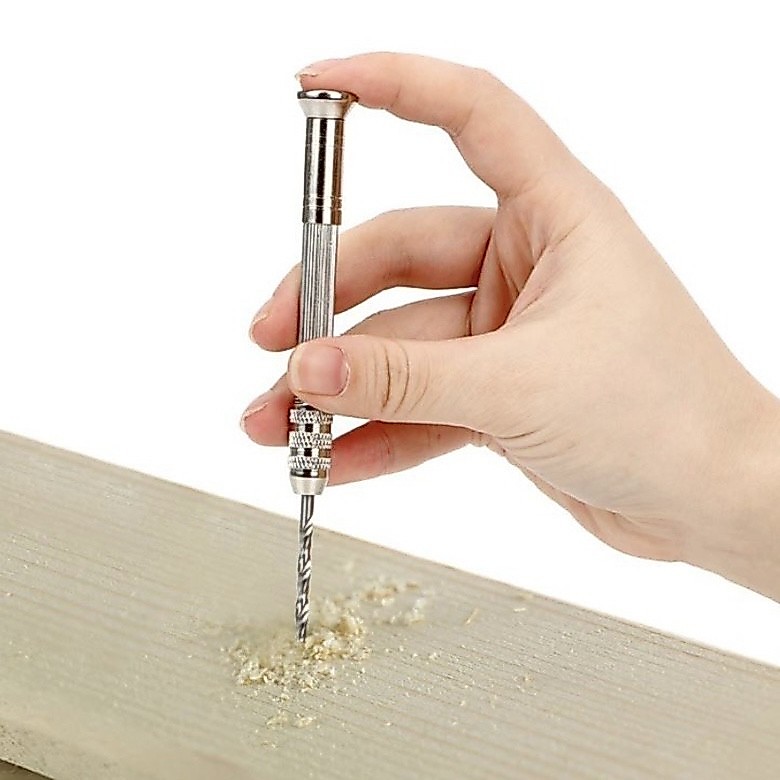 Bor Set Tangan Manual 10 Mata Bor 3mm HSS Twist Drill Alat Bor Alumunium Kayu Plastik Resin Art Baja