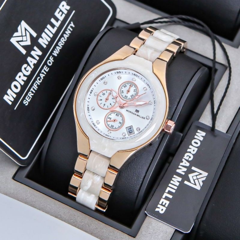 Jam Tangan Wanita Morgan Miller Original Quartz Mika Keramik Stanliess Water Resist Tahan Air