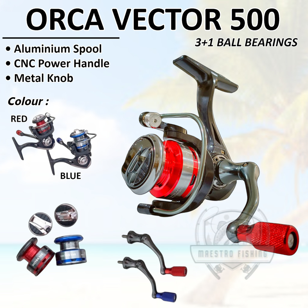 Reel Orca Vector 500 Rell Spinning Mini Ringan Power Handle Aluminium Spool Murah Kuat Berkualitas