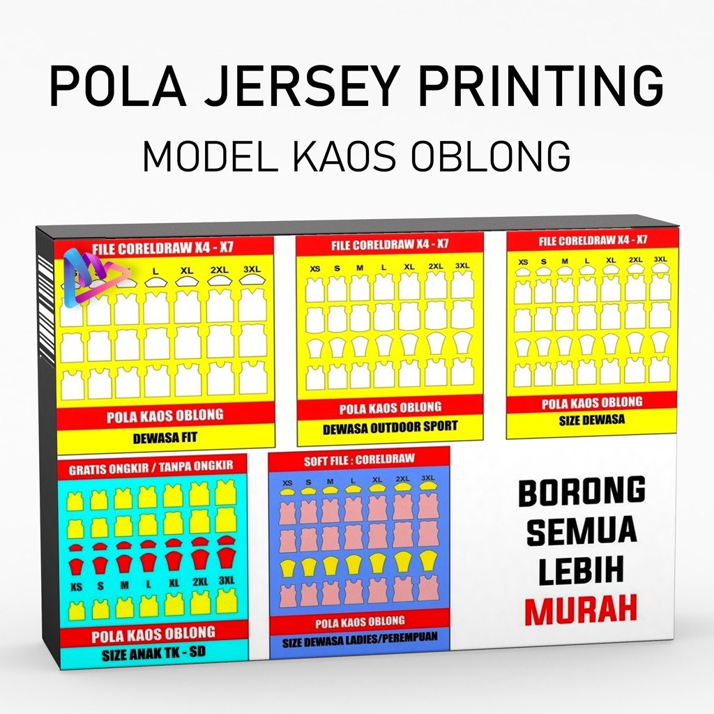 POLA JERSEY KAOS OBLONG LENGKAP (BORONG SEMUA)
