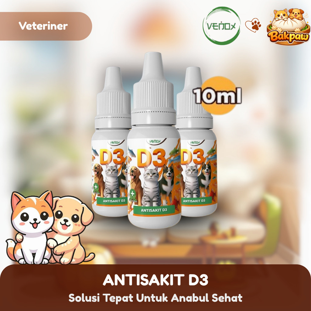 BP Venox ANTISAKIT D3 10ML Obat Kucing Sakit Demam Virus Bakteri D2 Vitamin Lemas Muntah Radang Flu