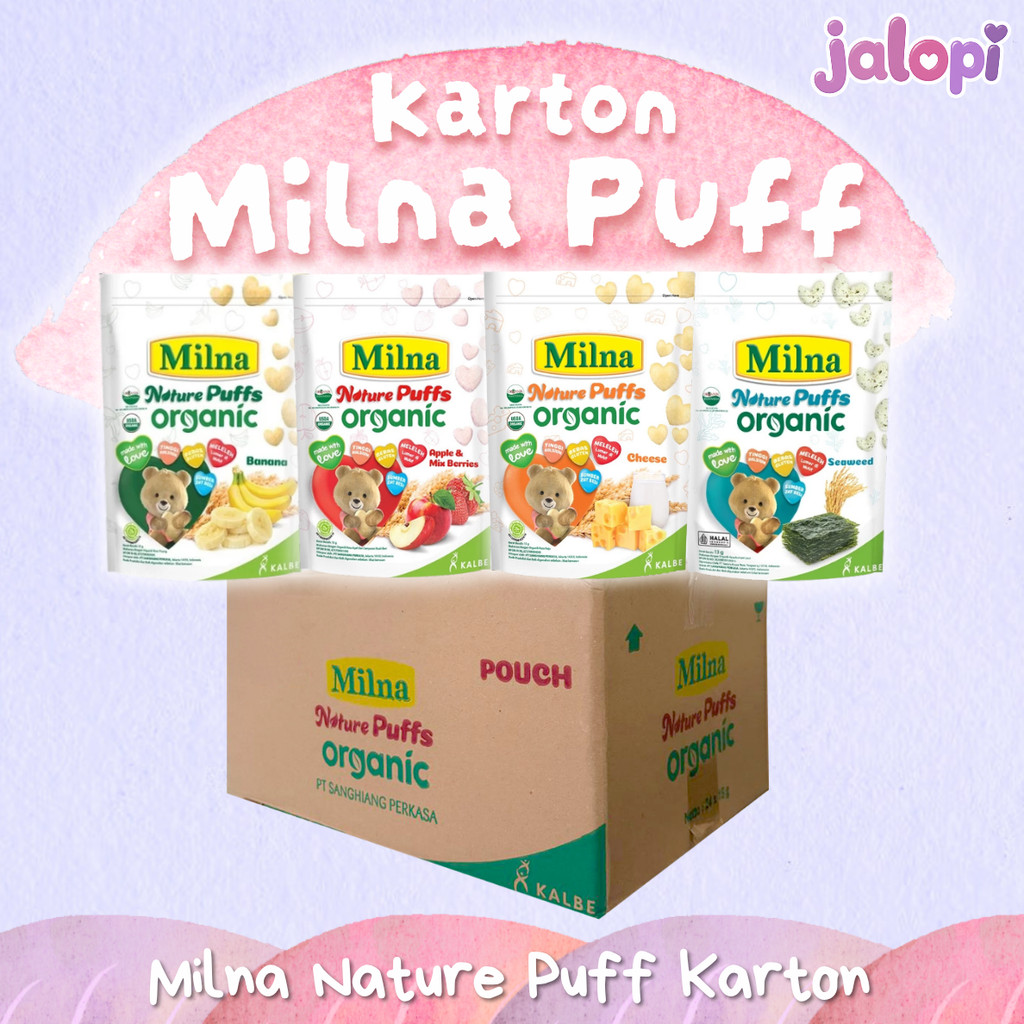 Milna Puffs Karton isi 24 pcs Milna Nature Puffs Snack MPASI Bayi PUFF Cemilan Bayi