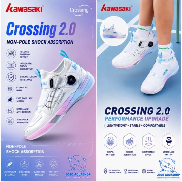 [Ready-Stok] Kawasaki Sepatu Badminton Shoes Phylon Boa System Sepatu Bulu Tangkis Tali System Knop 