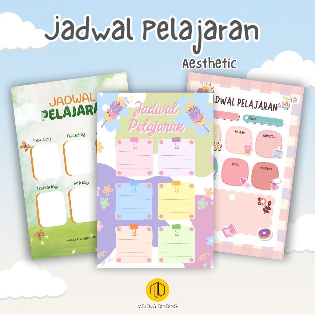 JADWAL PELAJARAN CUSTOM / JADWAL PELAJARAN AESTHETIC / schedule board aesthetic / JADWAL PELAJARAN /