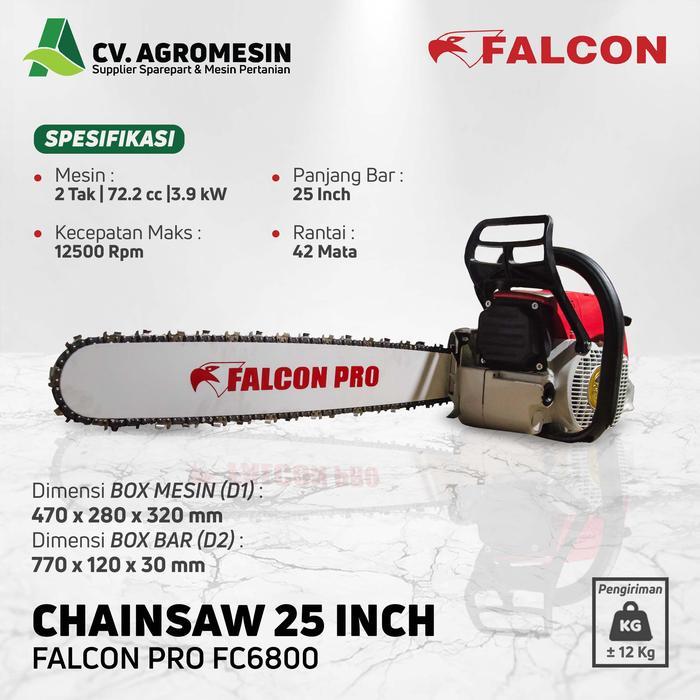 Chainsaw gergaji mesin 25 inch Falcon FC6800 Rantai 42 mata